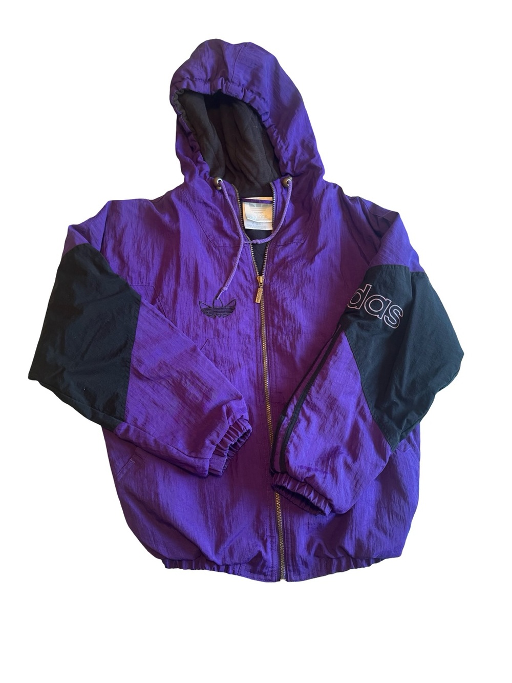 VINTAGE 90s ADIDAS SPELLOUT HOODED WINDBREAKER JACKET